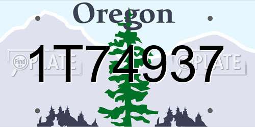 1T74937 Oregon License Plate