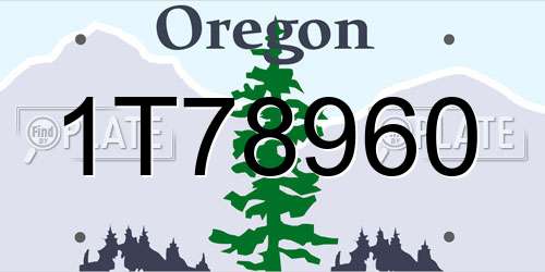 1T78960 Oregon License Plate