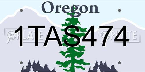 1TAS474 Oregon License Plate