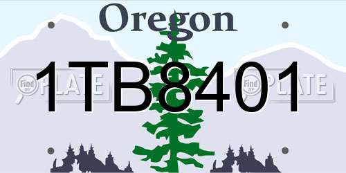 1TB8401 Oregon License Plate