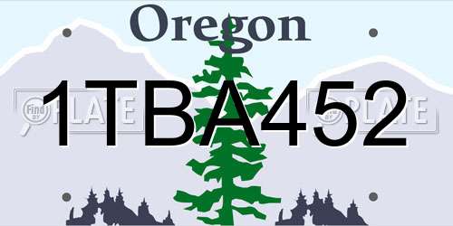 1TBA452 Oregon License Plate