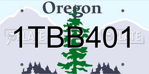 1TBB401 Oregon License Plate