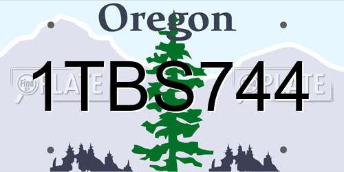 1TBS744 Oregon License Plate