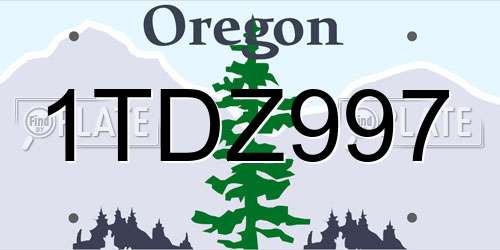 1TDZ997 Oregon License Plate
