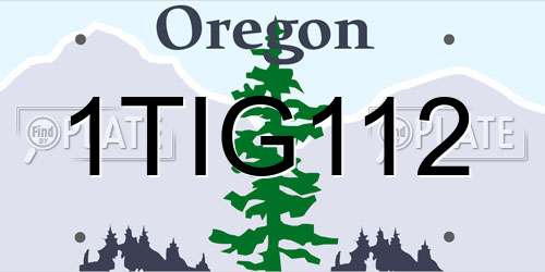 1TIG112 Oregon License Plate