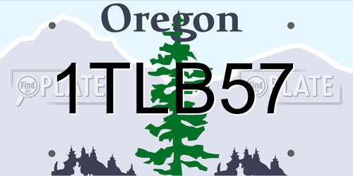 1TLB57 Oregon License Plate