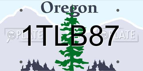 1TLB87 Oregon License Plate