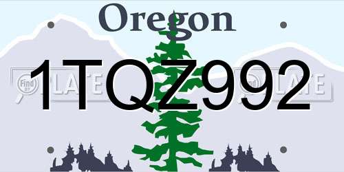 1TQZ992 Oregon License Plate