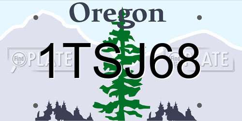1TSJ68 Oregon License Plate