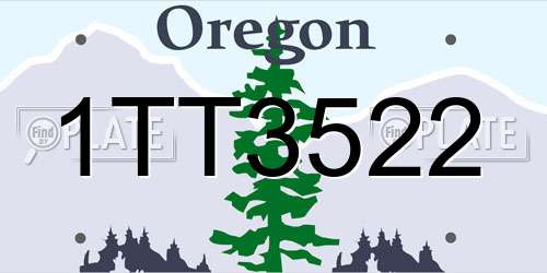 1TT3522 Oregon License Plate