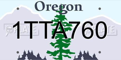 1TTA760 Oregon License Plate