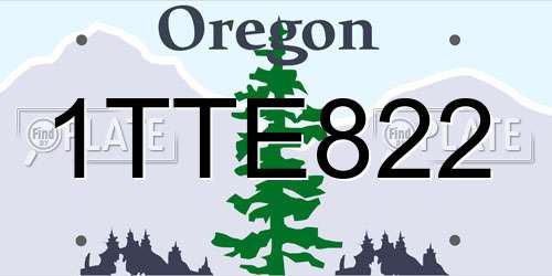 1TTE822 Oregon License Plate