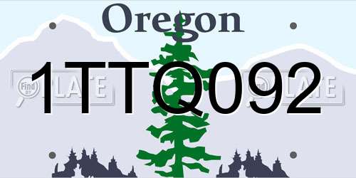 1TTQ092 Oregon License Plate