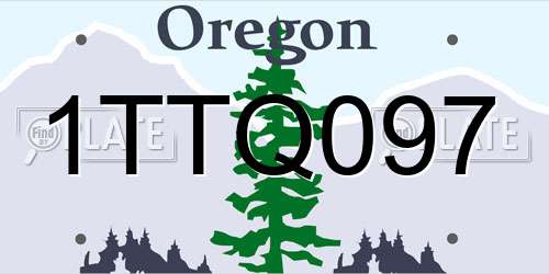 1TTQ097 Oregon License Plate