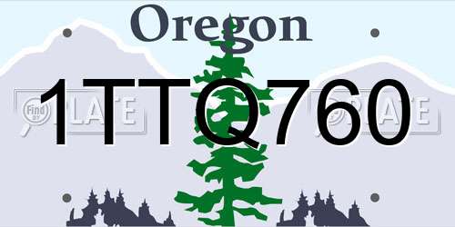 1TTQ760 Oregon License Plate