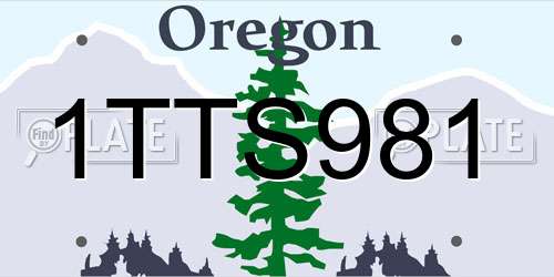 1TTS981 Oregon License Plate
