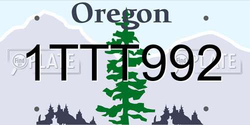 1TTT992 Oregon License Plate