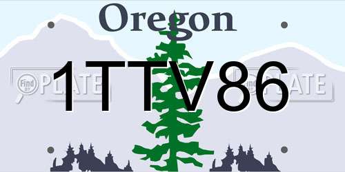 1TTV86 Oregon License Plate