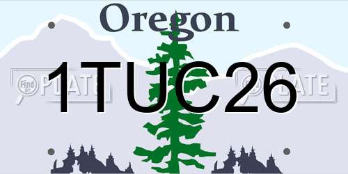 1TUC26 Oregon License Plate