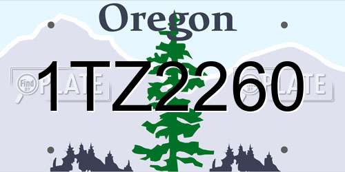 1TZ2260 Oregon License Plate