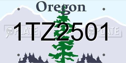 1TZ2501 Oregon License Plate