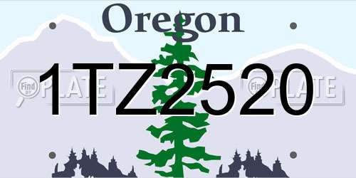 1TZ2520 Oregon License Plate