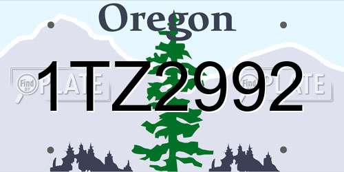 1TZ2992 Oregon License Plate