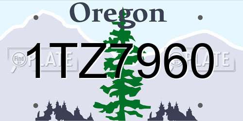 1TZ7960 Oregon License Plate