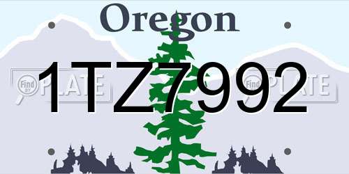 1TZ7992 Oregon License Plate