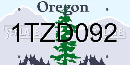 1TZD092 Oregon License Plate