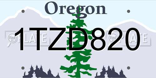1TZD820 Oregon License Plate