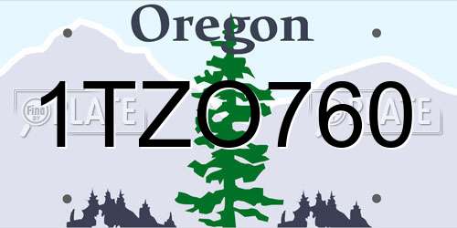 1TZO760 Oregon License Plate