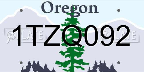 1TZQ092 Oregon License Plate