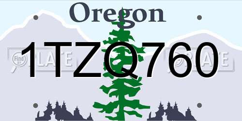 1TZQ760 Oregon License Plate