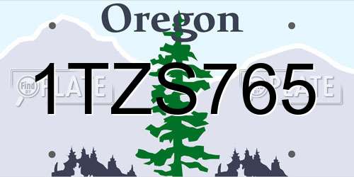 1TZS765 Oregon License Plate