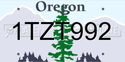 1TZT992 Oregon License Plate