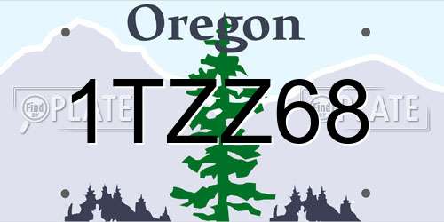 1TZZ68 Oregon License Plate