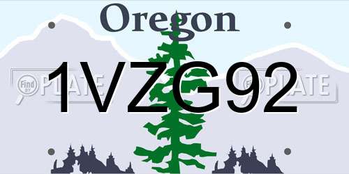 1VZG92 Oregon License Plate