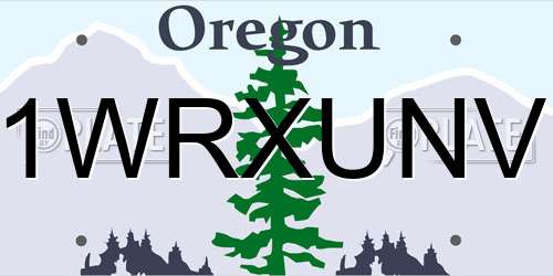 1WRXUNV Oregon License Plate