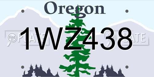 1WZ438 Oregon License Plate
