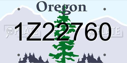 1Z22760 Oregon License Plate
