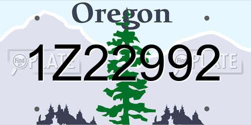 1Z22992 Oregon License Plate