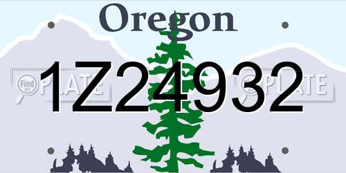 1Z24932 Oregon License Plate
