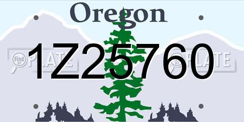 1Z25760 Oregon License Plate