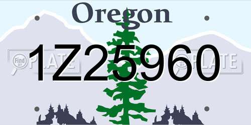 1Z25960 Oregon License Plate