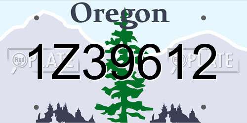 1Z39612 Oregon License Plate