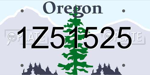 1Z51525 Oregon License Plate
