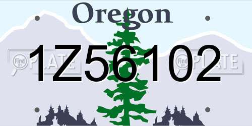 1Z56102 Oregon License Plate