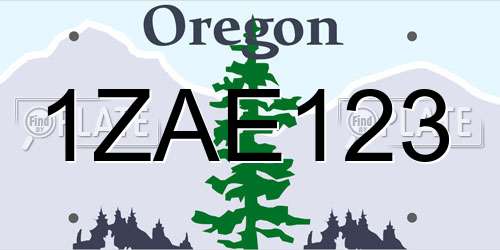 1ZAE123 Oregon License Plate