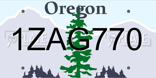 1ZAG770 Oregon License Plate